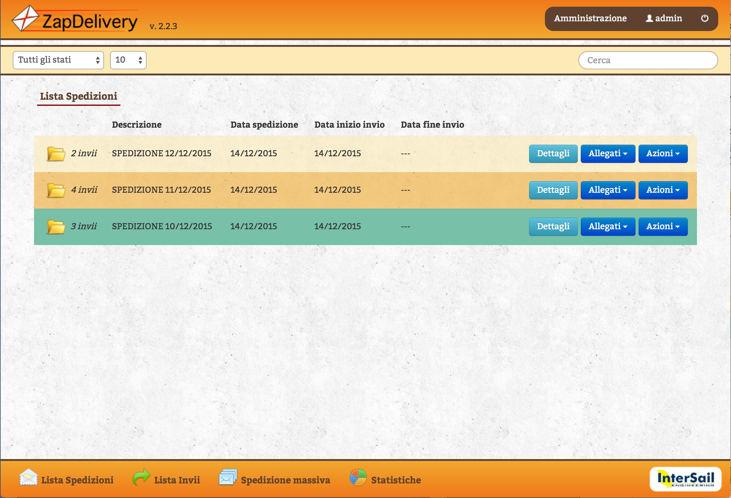 La Lista Spedizioni di ZapDelivery