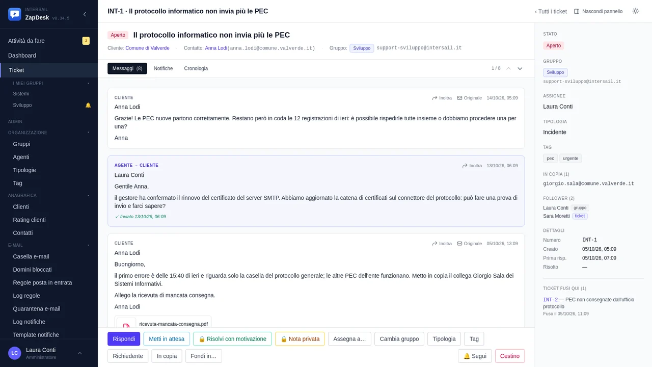 Schermata di ZapDesk